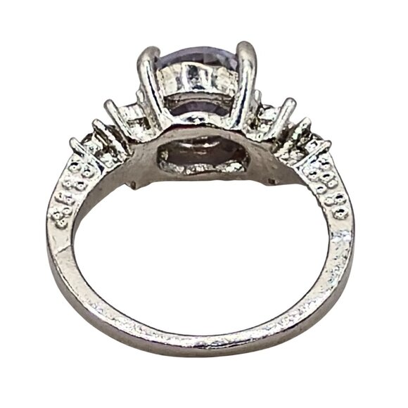 Vintage Womens Silver Plated Alexandrite Simulated Diamond Ring Size 5.5 Pinky - Picture 6 of 8